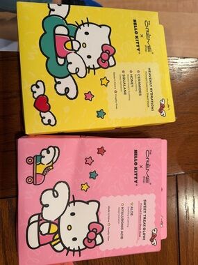 Hello Kitty x Crème Shop Sheet Mask Duo - Yellow & Pink Bundle, 10 sheet masks